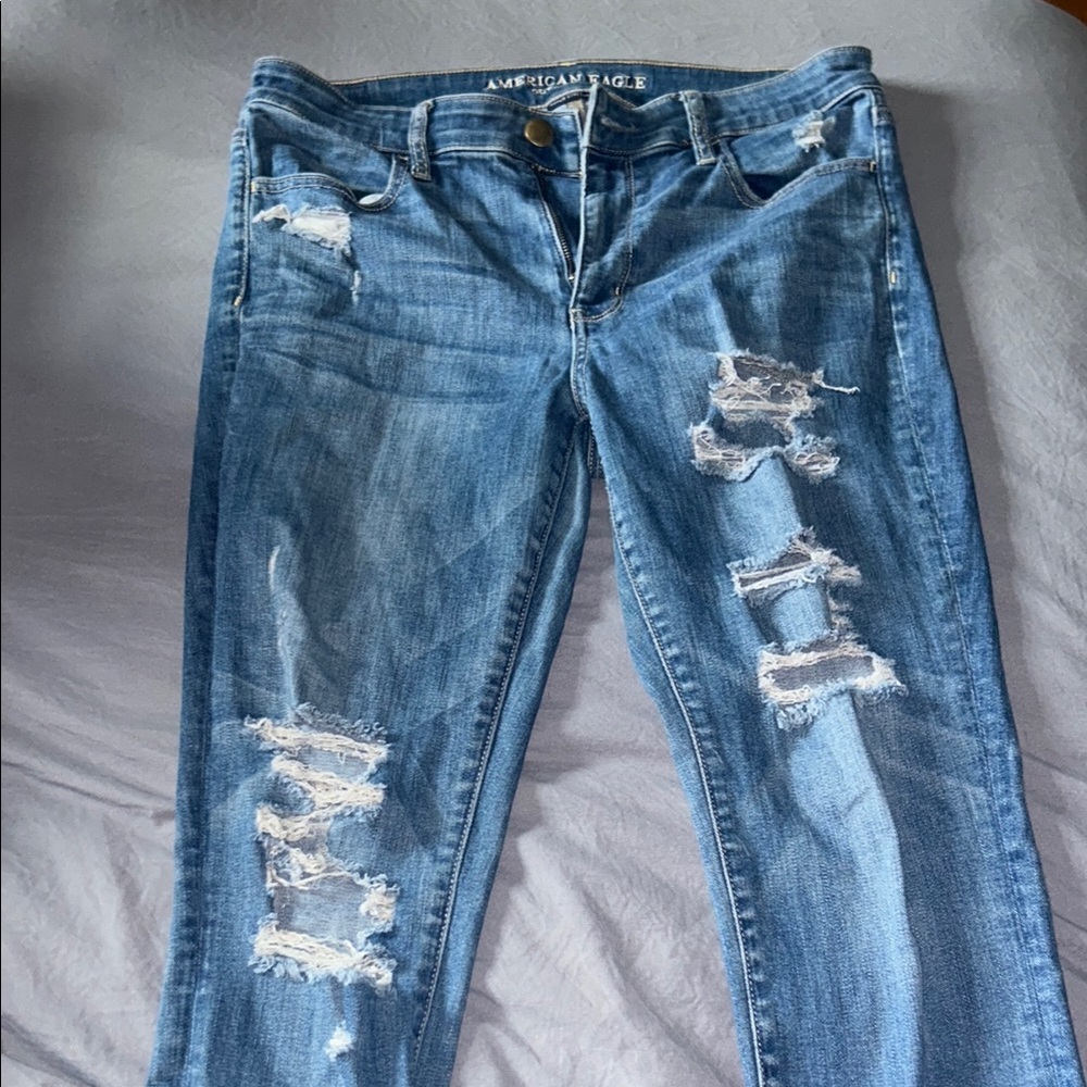 American Eagle Outfitters Blue Skinny Jeans Distressed